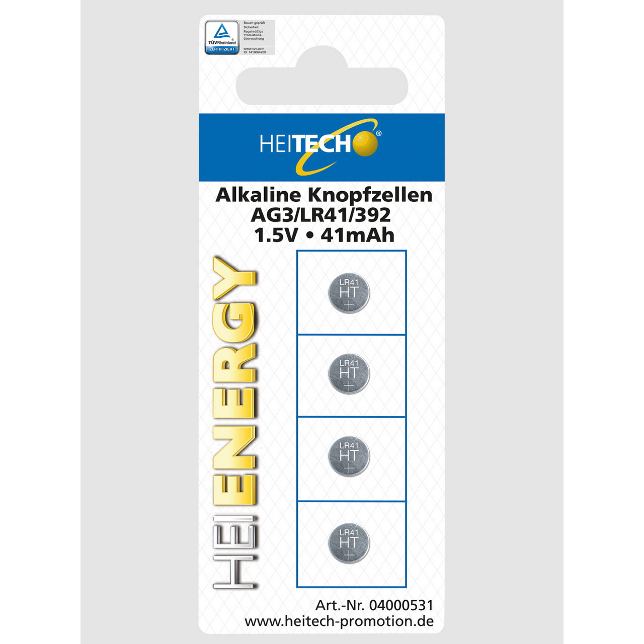 04000531_1.jpg HEITECH Knopfzellen Alkaline 4er-Pack LR41 – Bild 1