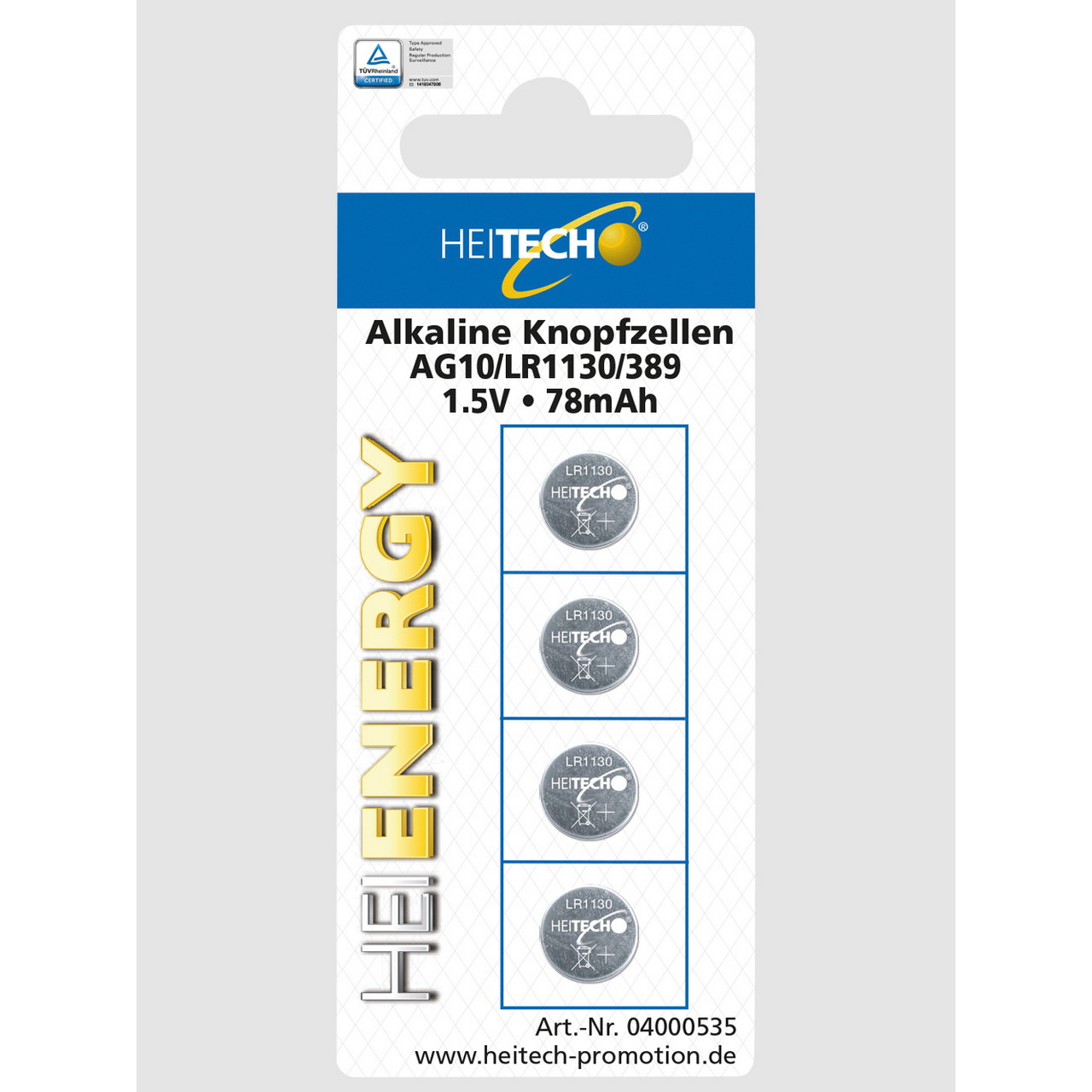 04000535_1.jpg HEITECH Knopfzellen Alkaline 4er-Pack LR1130 – Bild 1